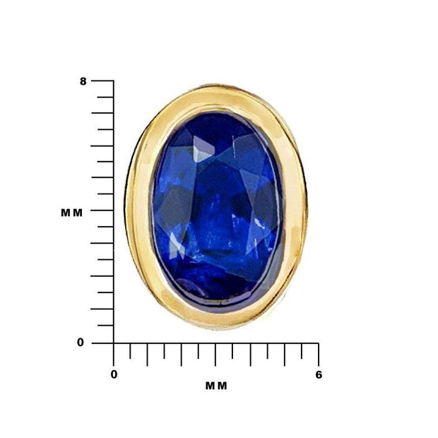 9ct Gold Sapphire Earrings set with Vibrant Blue Created Sapphires, Plain Oval Design (posts with scrolls). Ref: AEGE3002 - Paul Wright Jewellery