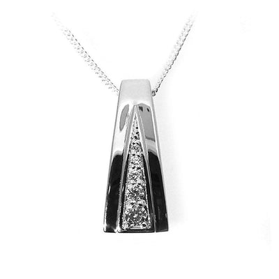 Diamond Pendant with Graduated CZ in a Stylish V-Setting, 925 Sterling Silver. Ref AE-P0704 - Paul Wright Jewellery