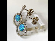 Blue Opal Halo Earrings