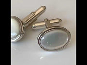 Silver Cufflinks with White Mother of Pearl