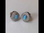 Vibrant Blue Opal & CZ Earrings