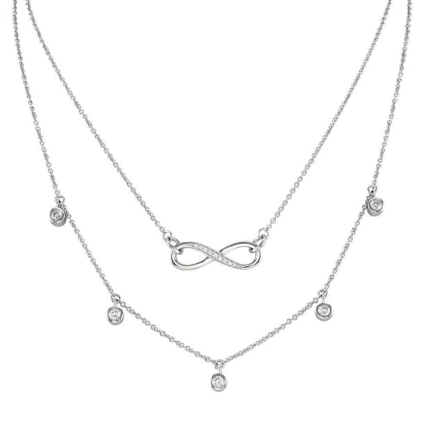 Layered Necklaces, Silver Infinity Symbol with CZ Diamonds, Lovely Quality (Complete set with three layers) - Paul Wright Jewellery