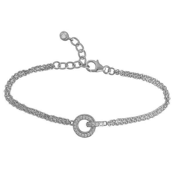 Silver CZ Diamond Halo Bracelet - Paul Wright Jewellery