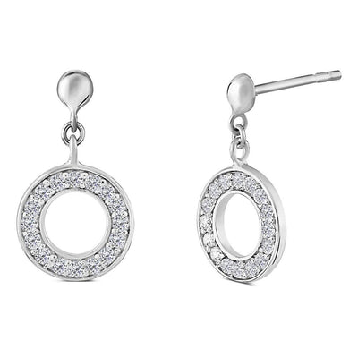 Silver CZ Diamond Halo Earrings 10mm - Paul Wright Jewellery