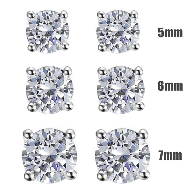 Silver CZ Diamond Stud Earrings, 4 Claws - Paul Wright Jewellery
