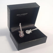 Silver Electric Guitar Cufflinks - Paul Wright Jewellery