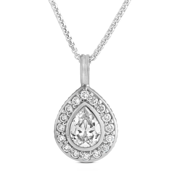 Silver Pear Shape CZ Diamond Pendant - Paul Wright Jewellery