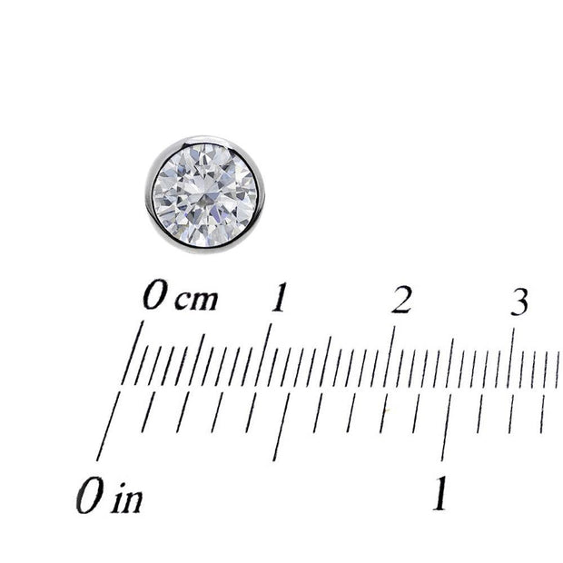 Striking CZ Diamond Stud Earrings, Rub-Over Setting in 925 Silver. Round, Measuring 8.5mm. Ref AE-E026 - Paul Wright Jewellery