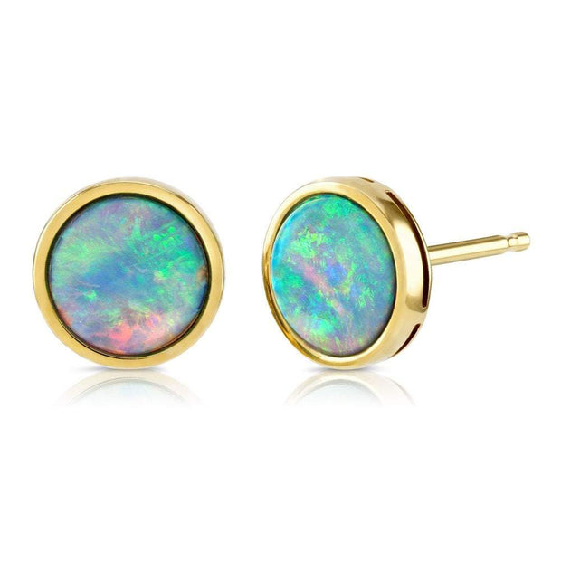 10ct Gold Opal Earrings 7mm - Paul Wright Jewellery