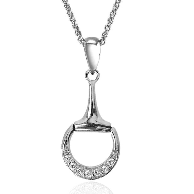 925 Silver Snaffle Bit Pendant set with CZ Diamonds. Equestrian Jewellery. Ref AE-P008 - Paul Wright Jewellery