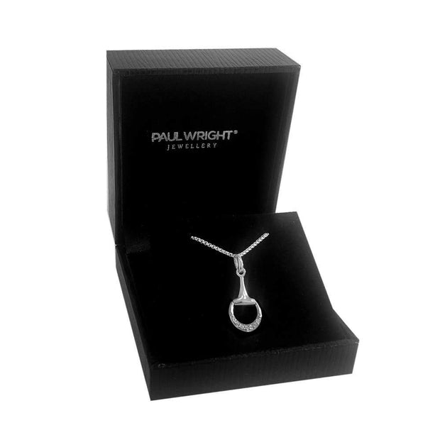 925 Silver Snaffle Bit Pendant set with CZ Diamonds. Equestrian Jewellery. Ref AE-P008 - Paul Wright Jewellery