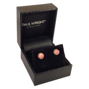 9ct Gold Coral Pink Created Opal Earrings 7mm - Paul Wright Jewellery