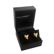 9ct Gold Fox Mask Earrings with Ruby Eyes - Paul Wright Jewellery