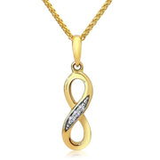9ct Gold Infinity Pendant Necklace set with Real Diamonds (includes a 9ct Gold Chain). Ref: AE-GP005 - Paul Wright Jewellery