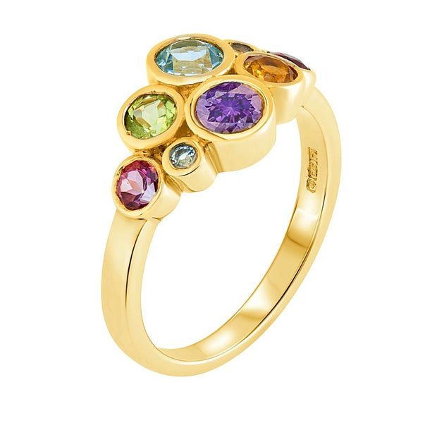 9ct Gold Multi Gem Bubble Ring - Paul Wright Jewellery