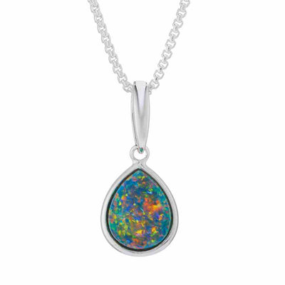 Black Opal Pendant Necklace in 925 Silver