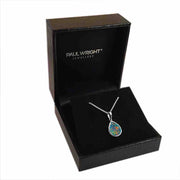 Black opal pendant with lightning ridge play of colour