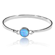 Blue Opal Bangle, Sterling Silver with Vibrant Cultured Opal - AEG013 - Paul Wright Jewellery