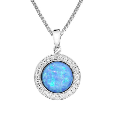 Blue Opal & CZ Pendant - Paul Wright Jewellery