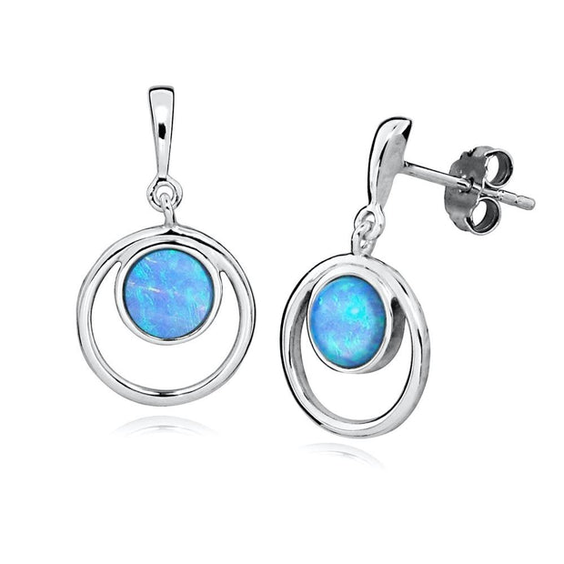Blue Opal Halo Earrings - Paul Wright Jewellery