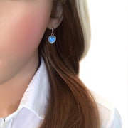 Blue Opal Heart Earrings - Paul Wright Jewellery