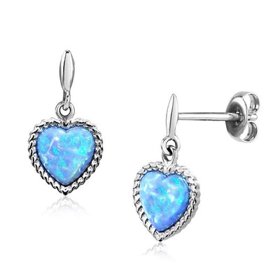 Blue Opal Heart Earrings - Paul Wright Jewellery