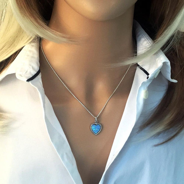 Blue Opal Heart Pendant - Paul Wright Jewellery