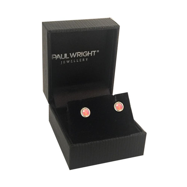 Coral Pink Opal Earrings 6mm - Paul Wright Jewellery