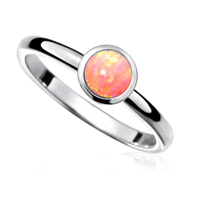 Coral-Pink Opal Stacking Ring - Paul Wright Jewellery