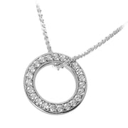 CZ Diamond Eternity Halo Necklace (set on both sides), 925 Sterling Silver. Ref: AEP010 - Paul Wright Jewellery