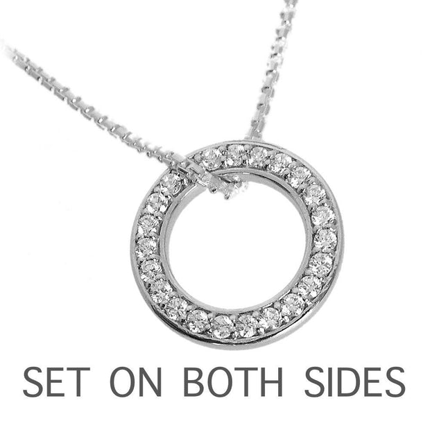CZ Diamond Eternity Halo Necklace (set on both sides), 925 Sterling Silver. Ref: AEP010 - Paul Wright Jewellery