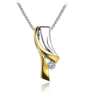 Designer Pendant Necklace combining Silver & Gold with a CZ Diamond Accent. Ref AEP0630 - Paul Wright Jewellery