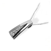 Diamond Pendant with Graduated CZ in a Stylish V-Setting, 925 Sterling Silver. Ref AE-P0704 - Paul Wright Jewellery