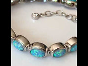 Silver Oval Opal Bracelet