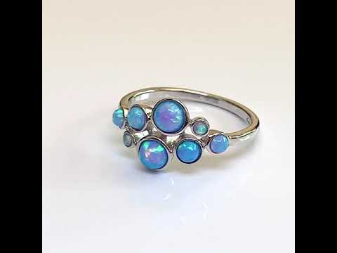 Silver Blue Opal Bubble Ring