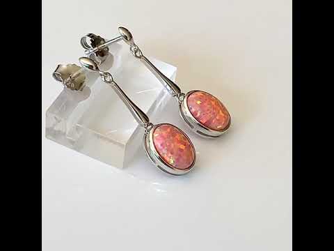 Coral Pink Opal Drop Earrings