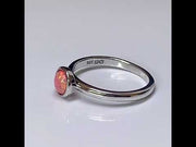 Silver Coral Pink Opal Stacking Ring
