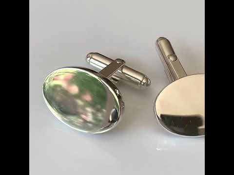 Silver Cufflinks with Thick Oval Plates