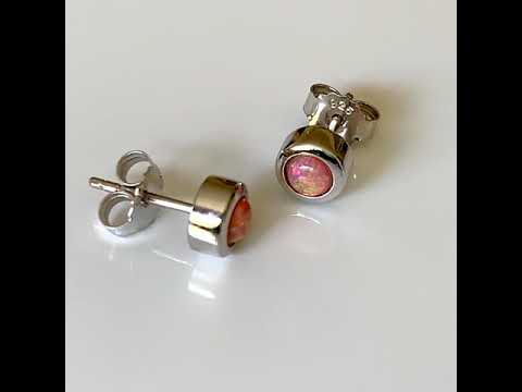 Coral Pink Opal Earrings 6mm