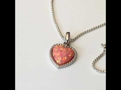 Coral Pink Opal Heart Pendant