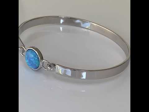 Silver Blue Opal Bangle