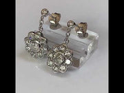 Silver CZ Diamond Daisy Drop Earrings