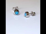 Blue Opal Stud Earrings 6mm