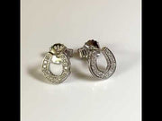 Silver CZ Diamond Horseshoe Earrings