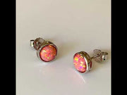 Coral Pink Opal Earrings 8mm