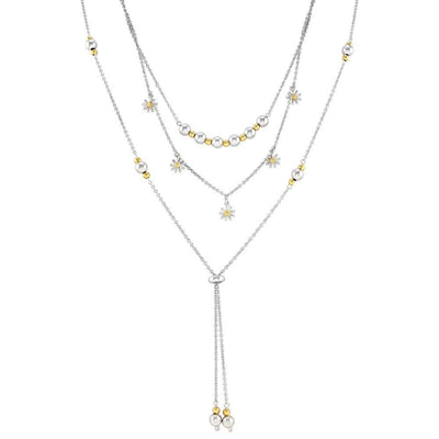 Layered Necklaces, 925 Silver & Gold Beads with Daisies, Lovely Quality (Complete set with three layers) Ref AE-SN005 - Paul Wright Jewellery