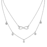 Layered Necklaces, Silver Infinity Symbol with CZ Diamonds, Lovely Quality (Complete set with three layers) - Paul Wright Jewellery