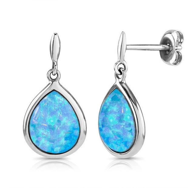 Blue Opal Teardrop Earrings - Paul Wright Jewellery