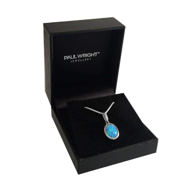 Oval Blue Opal Pendant - Paul Wright Jewellery