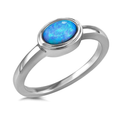 Oval Blue Opal Ring - Paul Wright Jewellery